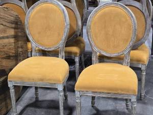 lot 235 image: Lot of (2) Distressed Finish Wood Frame Oval Back Accent Chair - Manchester by Linon