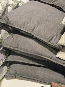 lot 310 image: Lot of (4) 17 Cotton Covered Throw Pillows (charcoal grey)