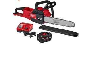 lot 40 image: New - Milwaukee M18 FUEL 16 in. 18V Lithium-Ion Brushless Battery Chainsaw Kit with 12.0 Ah Battery and M18 Rapid Charger
