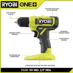 lot 50 image: RYOBI ONE 18V Cordless 38 in. Drill Kit with 1.5 Ah Battery and Charger