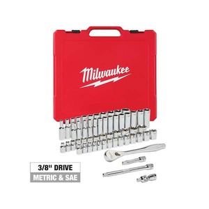 lot 80 image: Milwaukee 38 in. Drive SAEMetric Ratchet and Socket Mechanics Tool Set (56-Piece)