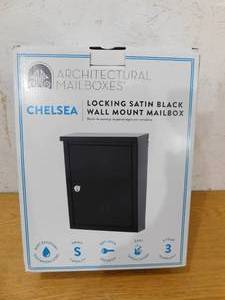 lot 49 image: Architectural Mailboxes Chelsea Black, Small, Steel, Locking, Wall Mount Mailbox