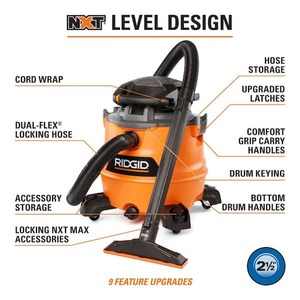 lot 52 image: RIDGID 16 Gal. 6.5 Peak HP NXT Shop Vacuum Wet Dry Vac with Filter, Locking Hose and Accessories HD1640