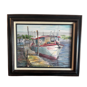 lot 19 image: Original Watercolor Painting - Terrys Launch Mille Lacs Lake