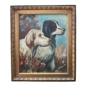 lot 39 image: Framed Original Oil On Board Two Dogs