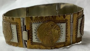 lot 50 image: Vintage Taxco Mexican Sterling Silver 6 Panel Bracelet