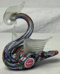 lot 17 image: Vintage Murano Millefiori Winged and Crested Swan