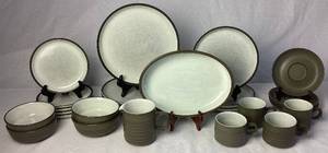 lot 7 image: Denby Stoneware Camelot Dark Chevron Dinnerware Set