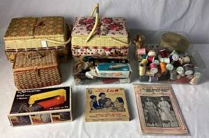 lot 28 image: Large Classic Sewing Package with 3 Sewing Baskets and lots of notions