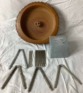 lot 33 image: Vintage Nut Bowl, Nut Picks and Spring Jointed Nutcrackers plus Nut Twister Gourmet Nutmeg Mill