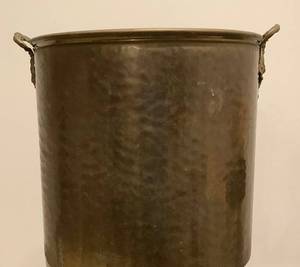 lot 35 image: Large Hammered Brass Planter 14.25 H x 15 Diameter