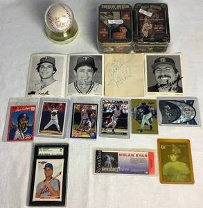 lot 49 image: Baseball Trading Card Collection and Bob Feller HOF 67 Autographed Baseball