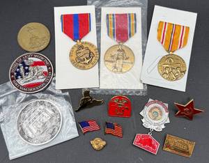 lot 81 image: Military Commerative Coins, Medals and Coins and more