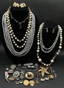lot 94 image: Vintage Glitz and Glam Necklaces, Earrings and Pins