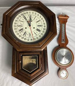 lot 101 image: Wall Clock & Wall Weather Station Package