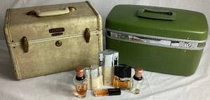 lot 110 image: Two Samsonite Beauty Train Cases with Collection of Perfume Bottles