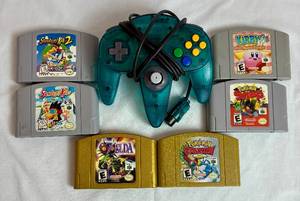 lot 128 image: Nintendo 64 Controller and 6 Games
