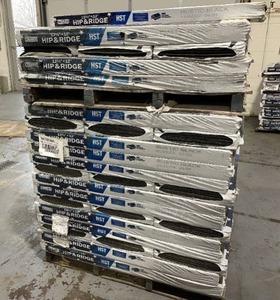 lot 1 image: TAMKO Pallet of 56 Bundles of 12-14 x 12 Hip & Ridge Color Rustic Black