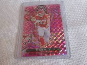 lot 39 image: 2023 Mosaic Travis Kelce Pink Prizm...