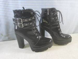lot 51 image: (BS) Black Platform High Heel Boots...