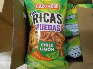 lot 24 image: 8 Bags Las Ricas Ruedas 3.5 oz Chil...