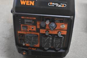 lot 100 image: WEN DF480iX Quiet and Lightweight 4800-Watt Dual Fuel RV-Ready Electric Start Portable Inverter Generator with Fuel Shut Off and CO Watchdog