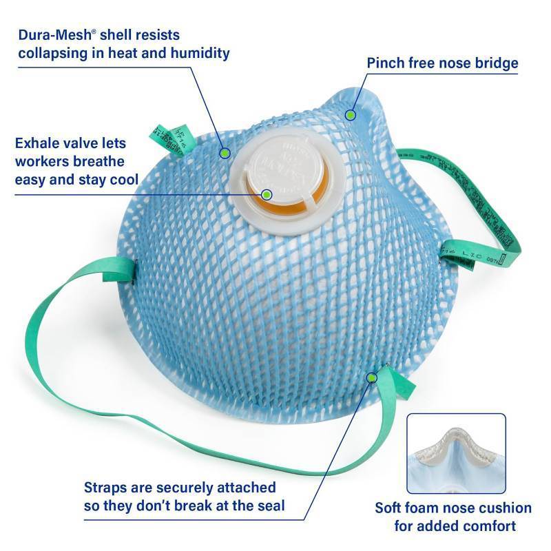 lot 18 image: MSRP $160 2 Boxes (10 masksbox) Moldex&nbspParticulate Respirators Masks WExhale Valve&nbsp2307N95&nbspMolded Nose Bridge, Cushion &amp Softspun&nbspLining Used for high risk of exposure to airborne particles, includes woodworking &amp demolition
