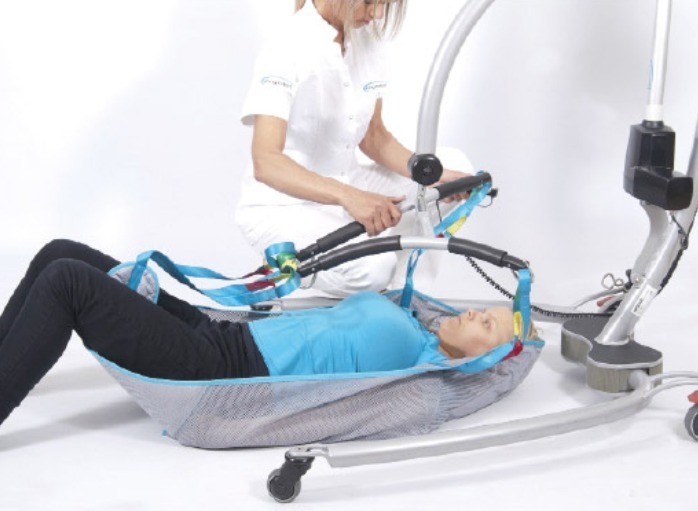 lot 5 image: MSRP $3000 Danish Made Scandinavian Design Ergolet Sole Power Patient Lift 385lb Capacity -Works Great -Plugs Into A Regular Home Light Socket To Charge&nbspOne of the few power lifts that&nbspcomes apart In two pieces for easy transport