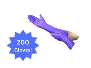 lot 15 image: MSRP $300  4 Boxes (200 gloves)&nbspHALYARD Purple Nitrile MAX Exam Gloves, TEXTURED PALM &amp FINGERTIPS, Powder-Free, Puncture Resistant THICK 11.8 mil, Extended 16 Cuff, X-Large maximum protection from multiple chemicals &amp Drugs