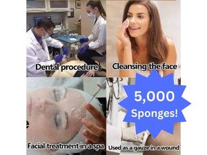 lot 61 image: 1 Case NEW Medicom SafeBasics General Purpose Non-Woven Sponges  5000 Sponges, 2x2 4Ply White  Soft, Absorbent, Durable  Ideal for Medical, Dental, Laboratory, Home Health, Spa or Cleaning Applications