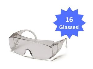 lot 81 image: Lot of 16 NEW Pyramex Solo Jumbo Lightweight Safety Glasses Clear Lens - prescription glass wearers rejoice These Jumbo Goggles are on the market for you Oversized lenses &amp extended frame width - perfect fit