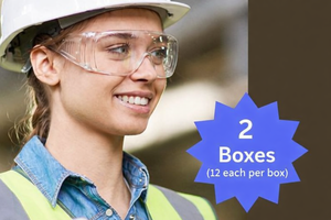 lot 51 image: 2 Boxes (12 each per box) NEW Radians 33Y714 360-C Chief Frameless Polycarbonate Polarized Lens Safety Glasses - Clear - Meets ANSI Standards, Over-The-Glass Design, Provides 99.9% Protection Against Harmful UVAUVB Rays