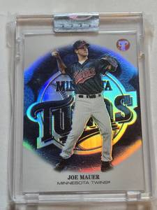 lot 13 image: Joe Mauer 2002 Topps Pristine Refractor #151 and Numbered 9531999 - Minnesota Twins Baseball Card
