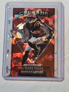 lot 19 image: JaMarr Chase Rookie 2021 Panini Rookies & Stars Cracked Ice Prizm #CR-26 - Cincinnati Bengals Football Card