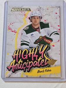 lot 45 image: Brock Faber Rookie 2023-24 Upper Deck Credentials Highly Anticipated Insert #HA-11 - Minnesota Wild Hockey Card
