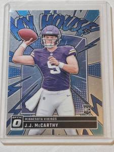 lot 52 image: J.J. McCarthy Rookie 2024 Panini Donruss Optic My House Insert #6 - Minnesota Vikings Football Card