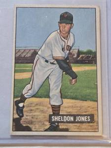 lot 64 image: Sheldon Jones 1951 Bowman #199 - New York Giants Vintage Baseball Card