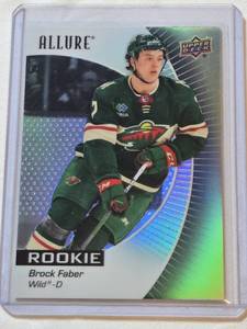 lot 69 image: Brock Faber Rookie 2023-24 Upper Deck Allure Black Rainbow #112 - Minnesota Wild Hockey Card