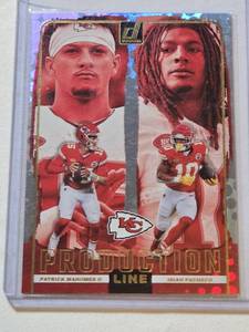 lot 74 image: Patrick Mahomes II 2024 Panini Donruss Production Line Foil Insert #11 - Kansas City Chiefs Football Card