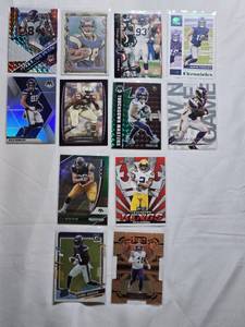 lot 81 image: Lot of 12 Minnesota Vikings Football Cards Including Rookies, Numbered, Refractors with Justin Jefferson, Adam Thielen, Randy Moss and More