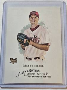 lot 87 image: Max Scherzer Rookie 2008 Topps Allen & Ginter #297 - Arizona Diamondbacks Baseball Card