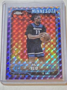 lot 92 image: Naz Reid 2025 Topps Chrome Purple Refractor #032129 - Minnesota Basketball Card