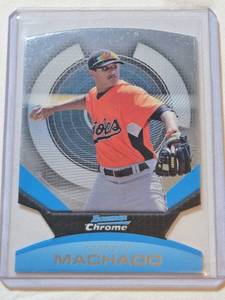 lot 94 image: Manny Machado Rookie 2011 Bowman Chrome Die Cut #2 - Baltimore Orioles Baseball Card