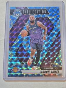 lot 102 image: LeBron James 2024-25 Panini Blue Reactive Mosaic Prizm City Edition #286 - Los Angeles Lakers Basketball Card
