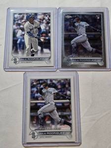 lot 106 image: Lot of 3 Julio Rodriguez Rookie Baseball Cards Including Rookie Debut and Topps Chrome