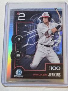 lot 108 image: Walker Jenkins Rookie 2025 Bowman Chrome Refractor #2 - Minnesota Twins Baseball Card