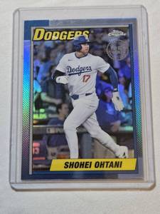 lot 112 image: Shohei Ohtani 2025 Topps Chrome Refractor #90CB-7 - Los Angeles Dodgers Baseball Card