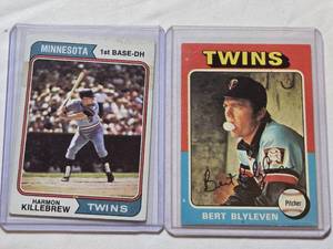 lot 113 image: Lot of 2 Baseball Cards Featuring Harmon Killebrew and Bert Blyleven - Minnesota Twins Vintage Baseball Cards
