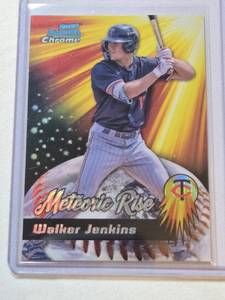 lot 114 image: Walker Jenkins Rookie 2025 Bowman Chrome Meteoric Rise Refractor #MR-6 - Minnesota Twins Baseball Card