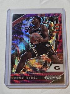 lot 116 image: Anthony Edwards Rookie 2020 Panini Prizm Purple Wave #1 - Georgia Bulldogs Basketball Card